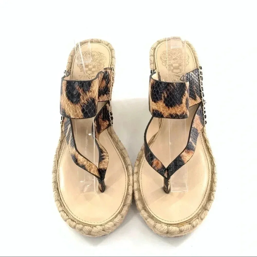 Vince Camuto Lavanda platforms size 6.5 36.5 brown black Cheetah print leather